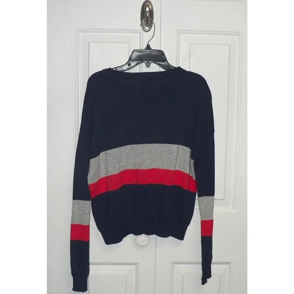 Harper Canyon Girls Fun Pattern Sweater in Navy Peacoat Multi Stripe XL MSRP $19